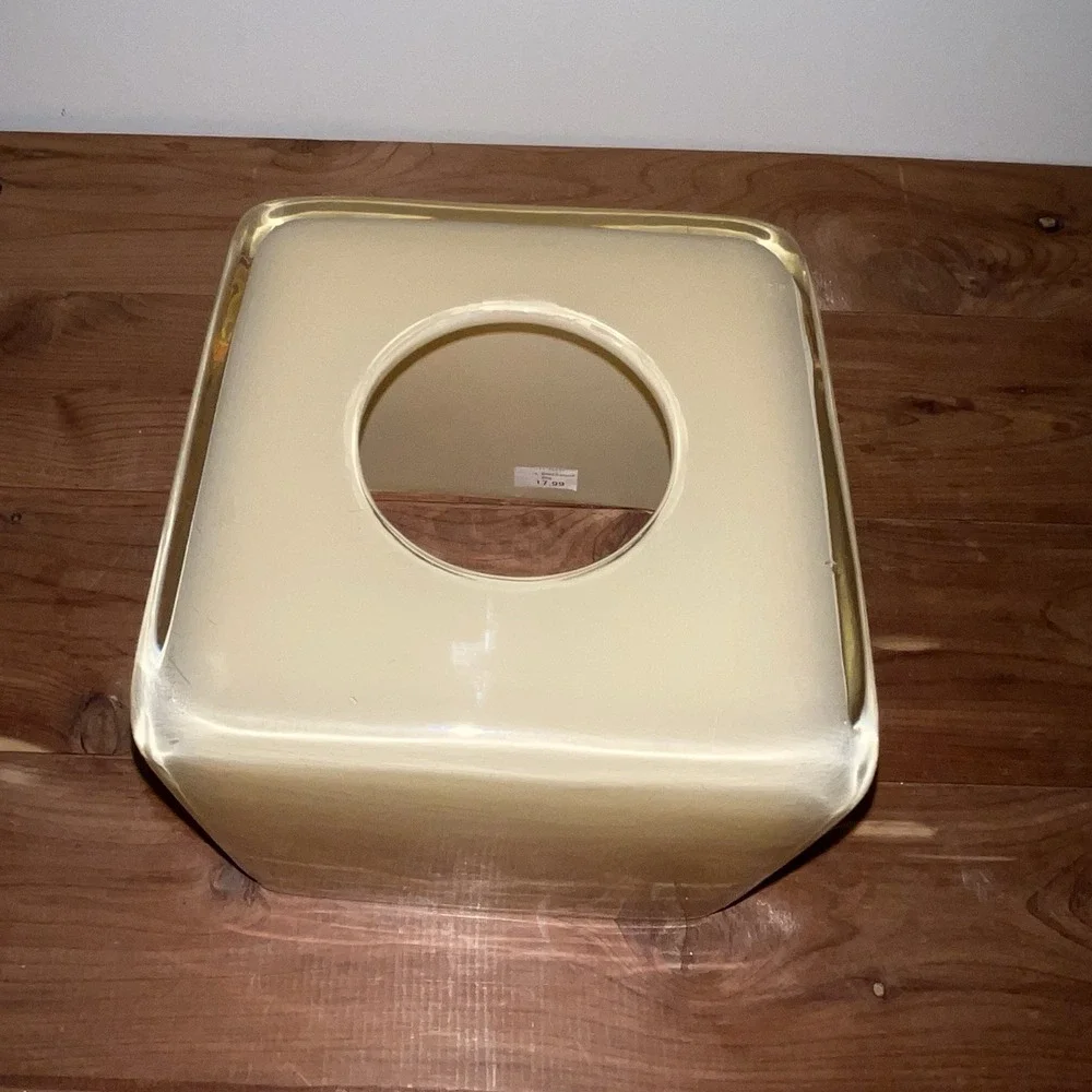 VTG MCM Tan Beige Beechwood Acrylic Lucite Plastic Tissue Holder Bed Bath Beyond